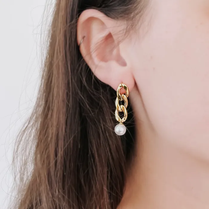 Earrings Jewelry Twirling Pearl Chain Drop Earrings WATERPROOF Wholesale