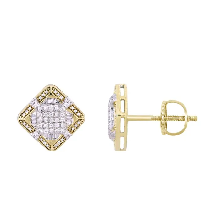 Earrings LADIES EARRINGS 033CT ROUNDBAGUETTE DIAMOND 10K YELLOW GOLD AV