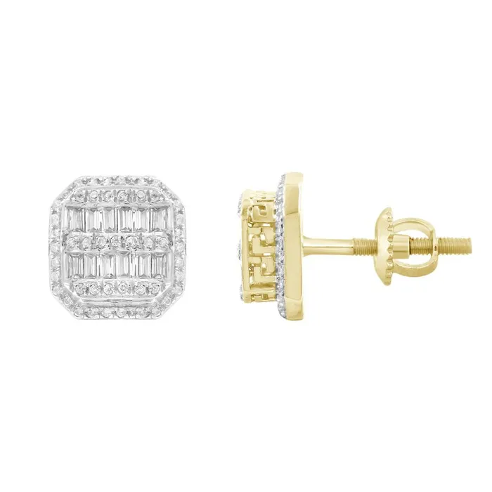 Earrings LADIES EARRINGS 050CT ROUNDBAGUETTE DIAMOND 10K YELLOW GOLD AV