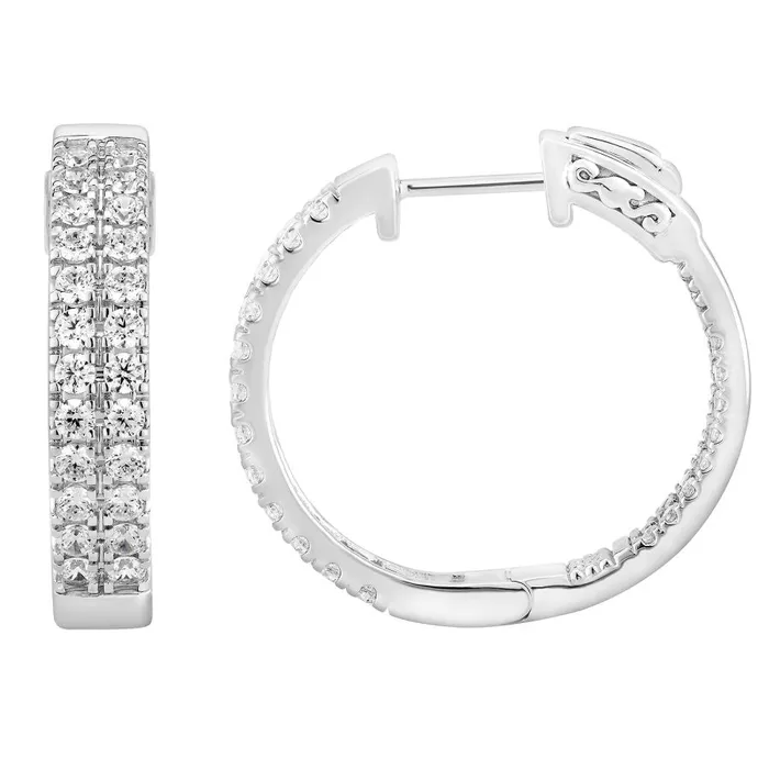 Earrings LADIES INOUT HOOP EARRINGS 200CT ROUND DIAMOND 14K WHITE GOLD SI QUALITY AV Earrings LADIES INOUT HOOP EARRINGS 200CT ROUND DIAMOND 14K WHITE GOLD SI QUALITY AV