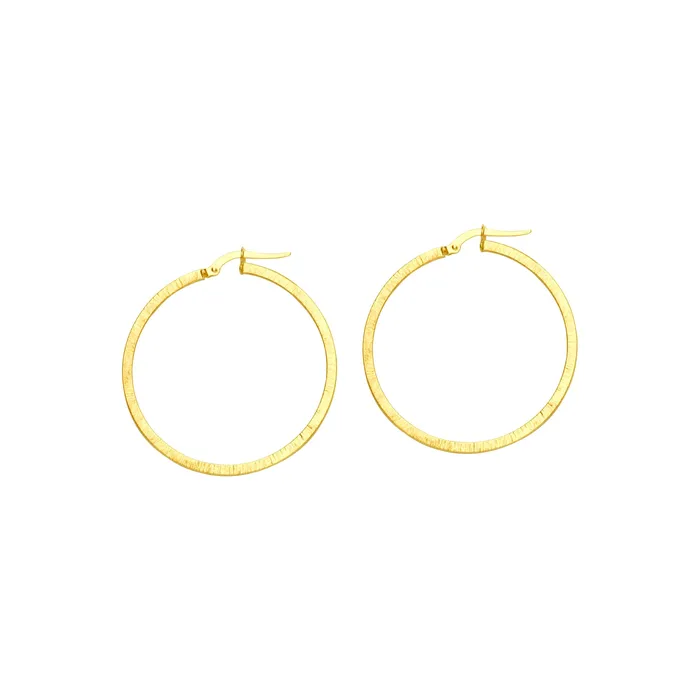 Earrings MIDAS CHAIN 14K Yellow Gold 1mm x 38mm Fancy Round Hoop Style Earrings Earrings MIDAS CHAIN 14K Yellow Gold 1mm x 38mm Fancy Round Hoop Style Earrings