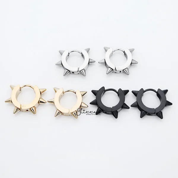 Earrings Stainless Steel Spikes Hinged Hoop Earrings Glitters
