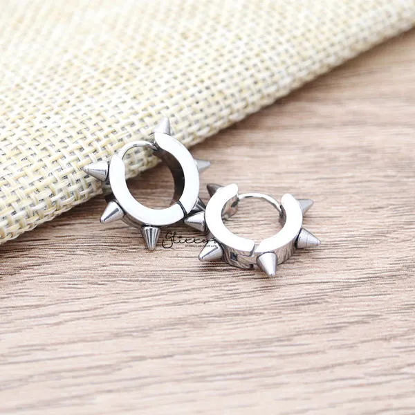 Earrings Stainless Steel Spikes Hinged Hoop Earrings Glitters