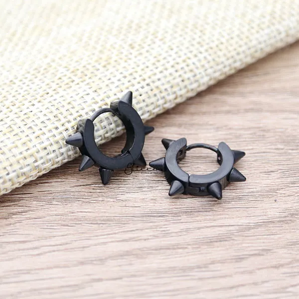 Earrings Stainless Steel Spikes Hinged Hoop Earrings Glitters