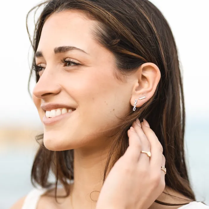 Earrings Storyteller by Vintage Magnality Baguette 14 CTW Natural Diamond Ear Climber Earrings Solid 14K Yellow White Rose Gold