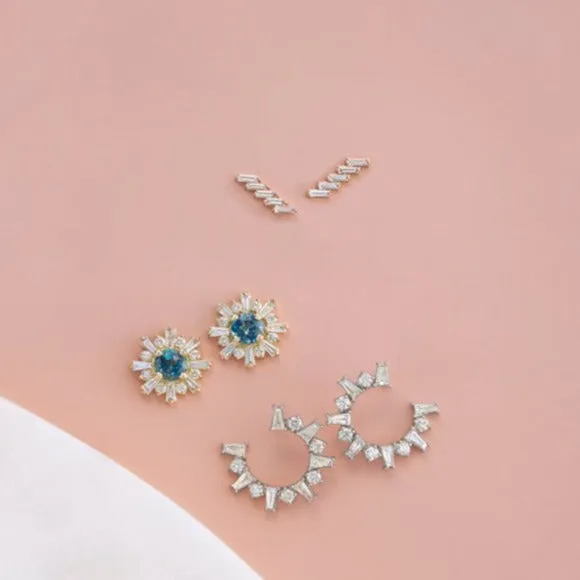 Earrings Storyteller by Vintage Magnality Baguette 14 CTW Natural Diamond Ear Climber Earrings Solid 14K Yellow White Rose Gold
