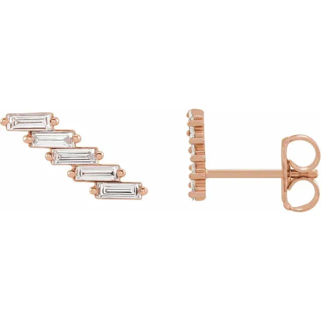 Earrings Storyteller by Vintage Magnality Baguette 14 CTW Natural Diamond Ear Climber Earrings Solid 14K Yellow White Rose Gold