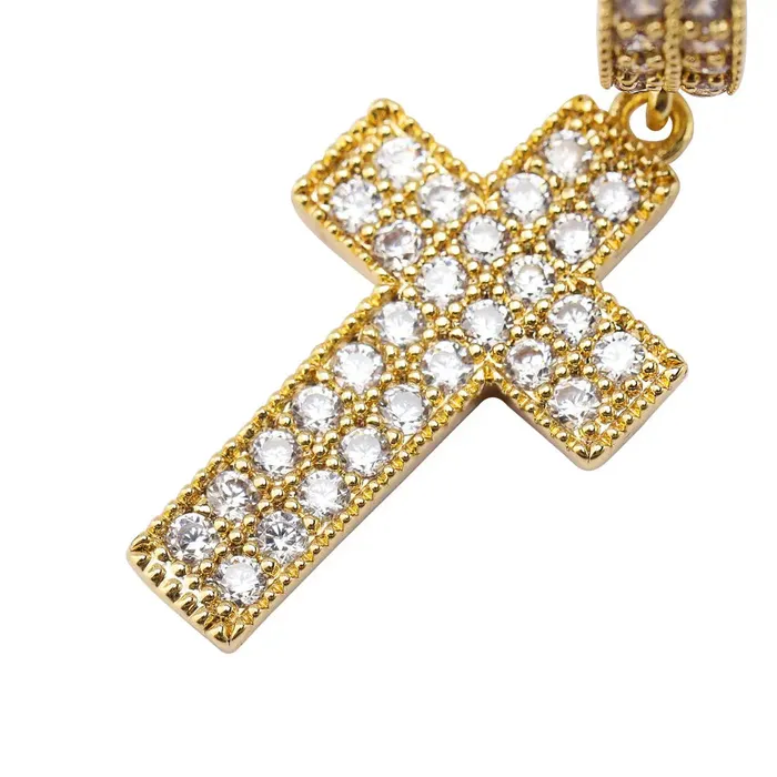 Earrings The Icetruck Diamond Cross Hoop Earrings in Yellow Gold Earrings The Icetruck Diamond Cross Hoop Earrings in Yellow Gold