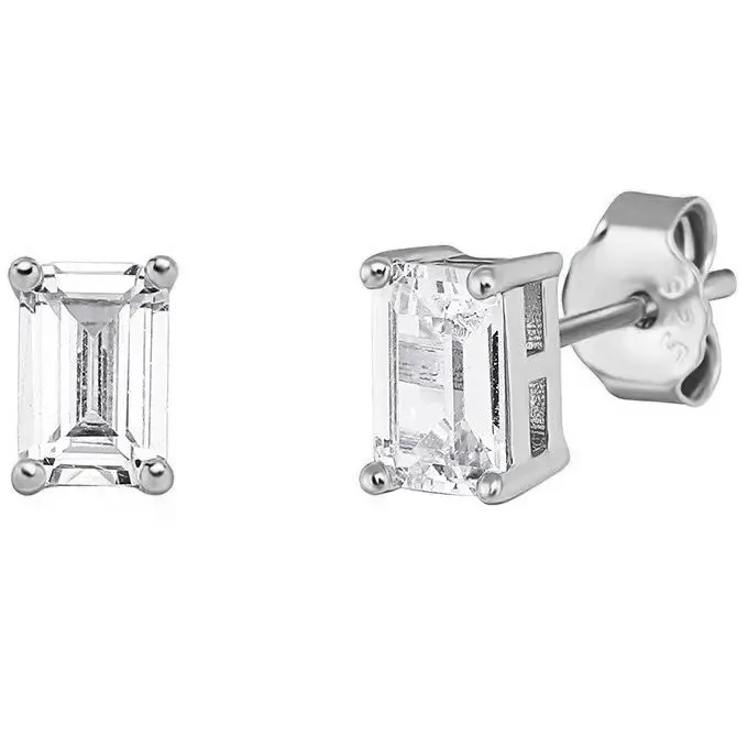 Earrings The Icetruck Iced Baguette Stud Earrings in White Vermeil