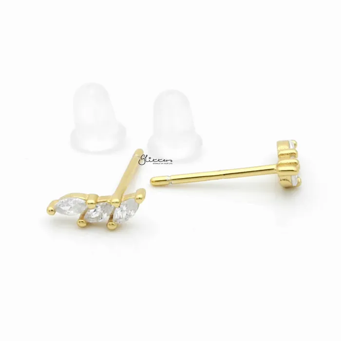 Earrings Triple Marquise CZ Stud Earrings Gold Glitters