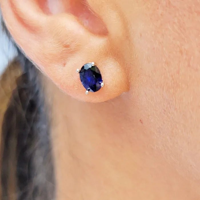 Earrings Uniquelan Jewelry Blue Sapphire Heart Stud Earrings