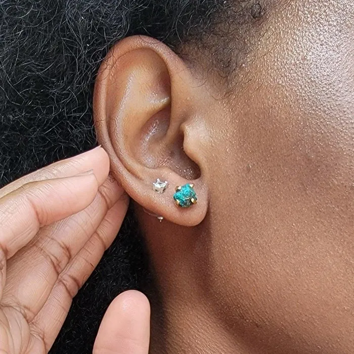 Earrings Uniquelan Jewelry Genuine Raw Chrysocolla Stud Earrings Earrings Uniquelan Jewelry Genuine Raw Chrysocolla Stud Earrings