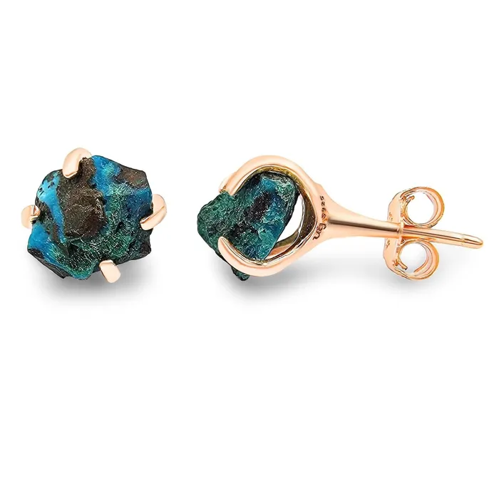 Earrings Uniquelan Jewelry Genuine Raw Chrysocolla Stud Earrings Earrings Uniquelan Jewelry Genuine Raw Chrysocolla Stud Earrings