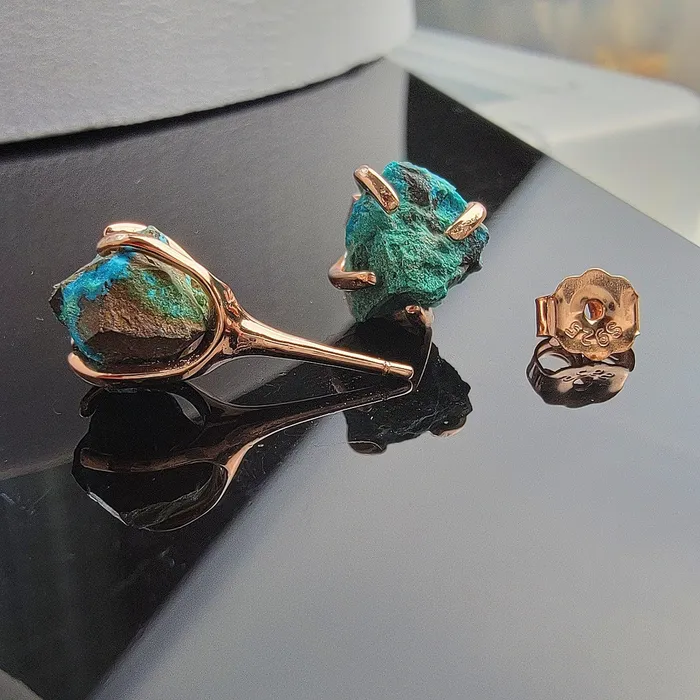 Earrings Uniquelan Jewelry Genuine Raw Chrysocolla Stud Earrings Earrings Uniquelan Jewelry Genuine Raw Chrysocolla Stud Earrings