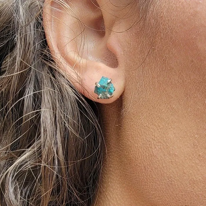 Earrings Uniquelan Jewelry Genuine Raw Chrysocolla Stud Earrings Earrings Uniquelan Jewelry Genuine Raw Chrysocolla Stud Earrings
