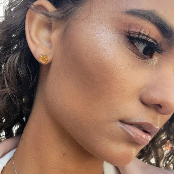 Earrings Uniquelan Jewelry Raw Lemon Quartz Stud Earrings Earrings Uniquelan Jewelry Raw Lemon Quartz Stud Earrings