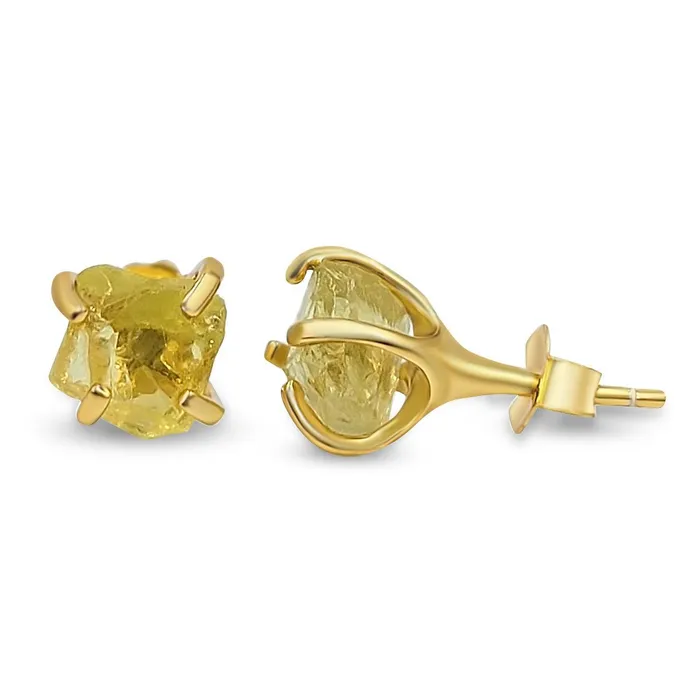 Earrings Uniquelan Jewelry Raw Lemon Quartz Stud Earrings Earrings Uniquelan Jewelry Raw Lemon Quartz Stud Earrings