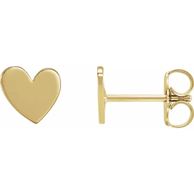 Earrings Wear Everyday Asymmetrical Heart Stud Earrings Solid 14K Rose White Yellow Gold 302 Fine Jewelry