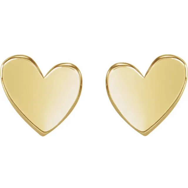 Earrings Wear Everyday Asymmetrical Heart Stud Earrings Solid 14K Rose White Yellow Gold 302 Fine Jewelry