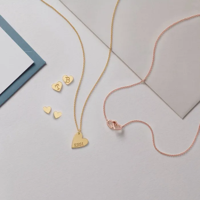 Earrings Wear Everyday Asymmetrical Heart Stud Earrings Solid 14K Rose White Yellow Gold 302 Fine Jewelry