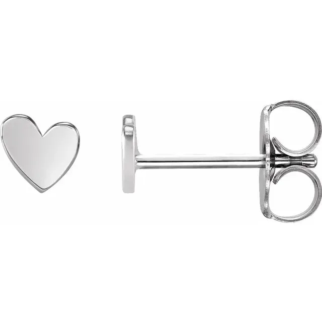 Earrings Wear Everyday Asymmetrical Heart Stud Earrings Solid 14K Rose White Yellow Gold 302 Fine Jewelry