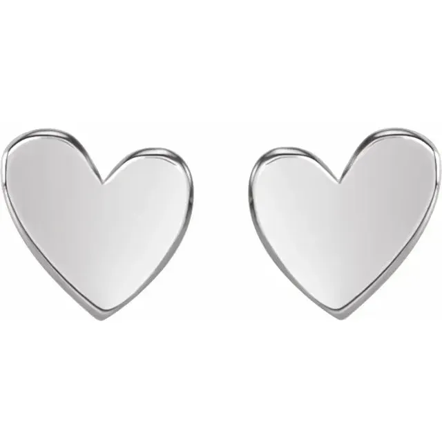 Earrings Wear Everyday Asymmetrical Heart Stud Earrings Solid 14K Rose White Yellow Gold 302 Fine Jewelry