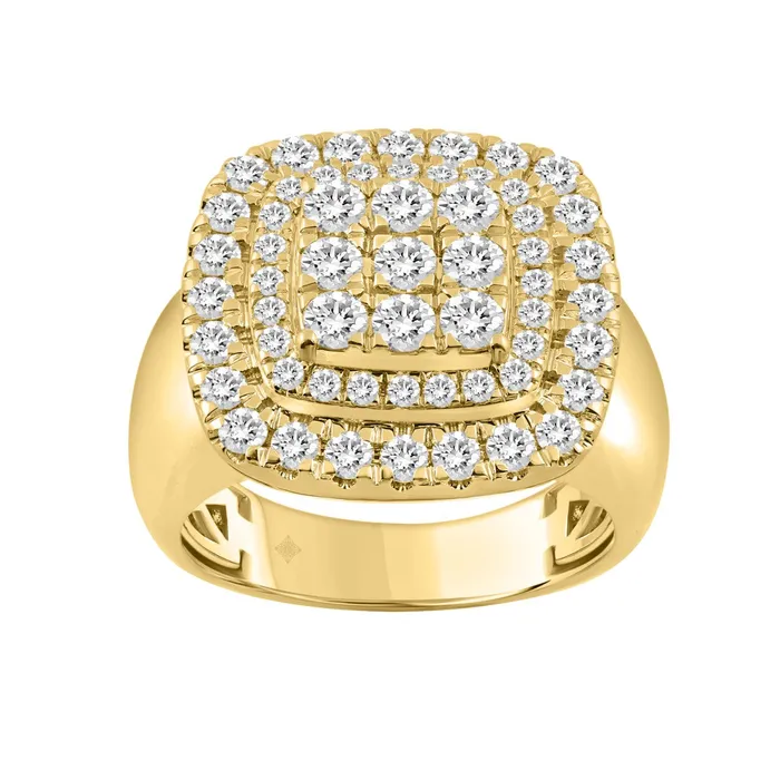 Ethos Rings 10K YELLOW GOLD 2 14CT ROUND DIAMOND MENS RING