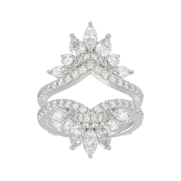 Ethos Rings LADIES ENHANCERS RING 2 14CT ROUNDPEARMARQUISE DIAMOND 14K WHITE GOLD Ethos Rings LADIES ENHANCERS RING 2 14CT ROUNDPEARMARQUISE DIAMOND 14K WHITE GOLD
