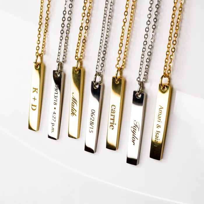 Extra Charm for Luca Engraved Vertical Name Bar Necklace Personalized AddOn Pendant Grayling Necklaces