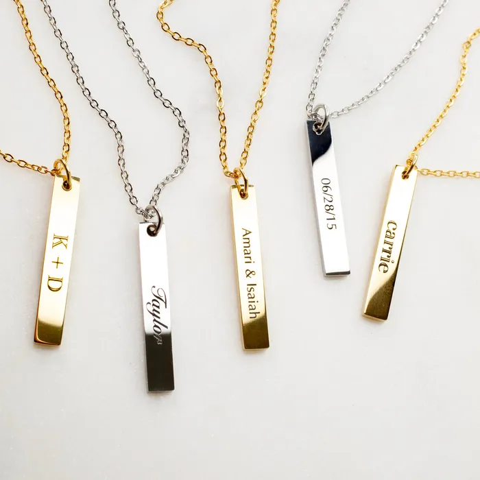 Extra Charm for Luca Engraved Vertical Name Bar Necklace Personalized AddOn Pendant Grayling Necklaces