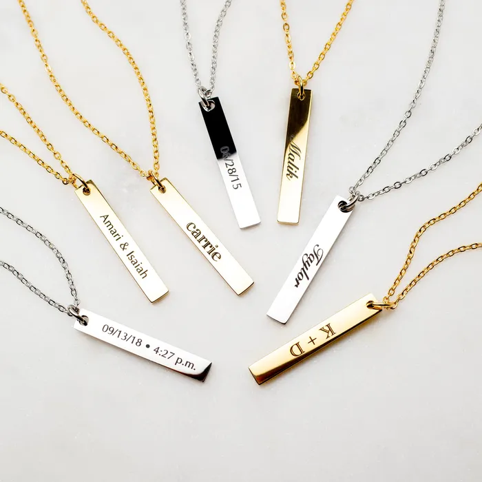 Extra Charm for Luca Engraved Vertical Name Bar Necklace Personalized AddOn Pendant Grayling Necklaces