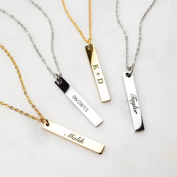 Extra Charm for Luca Engraved Vertical Name Bar Necklace Personalized AddOn Pendant Grayling Necklaces
