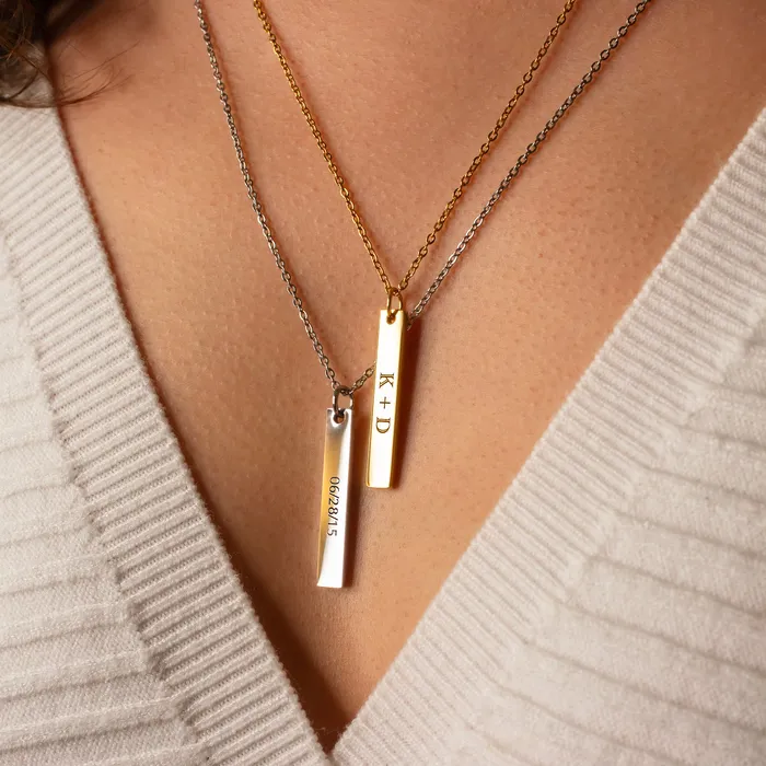Extra Charm for Luca Engraved Vertical Name Bar Necklace Personalized AddOn Pendant Grayling Necklaces