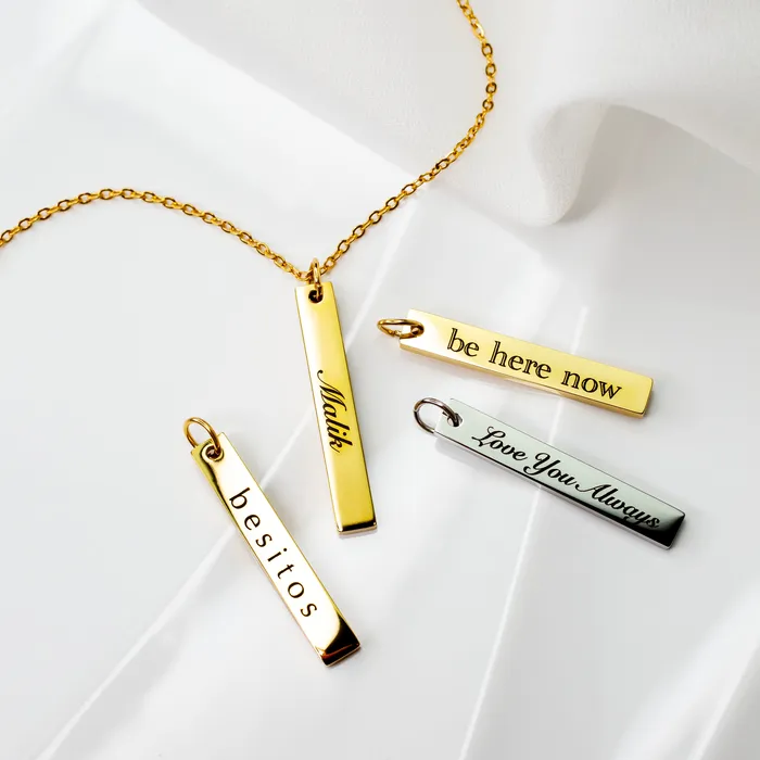 Extra Charm for Luca Engraved Vertical Name Bar Necklace Personalized AddOn Pendant Grayling Necklaces