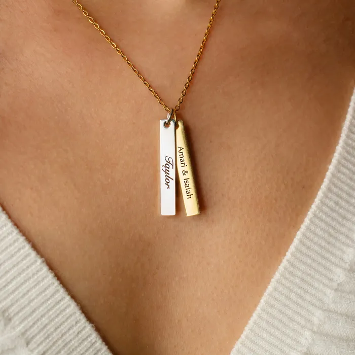 Extra Charm for Luca Engraved Vertical Name Bar Necklace Personalized AddOn Pendant Grayling Necklaces