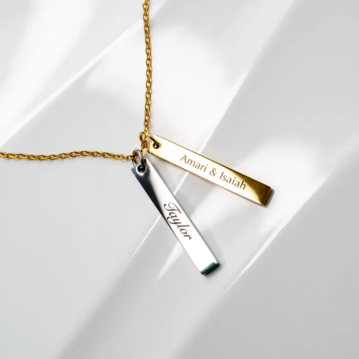 Extra Charm for Luca Engraved Vertical Name Bar Necklace Personalized AddOn Pendant Grayling Necklaces