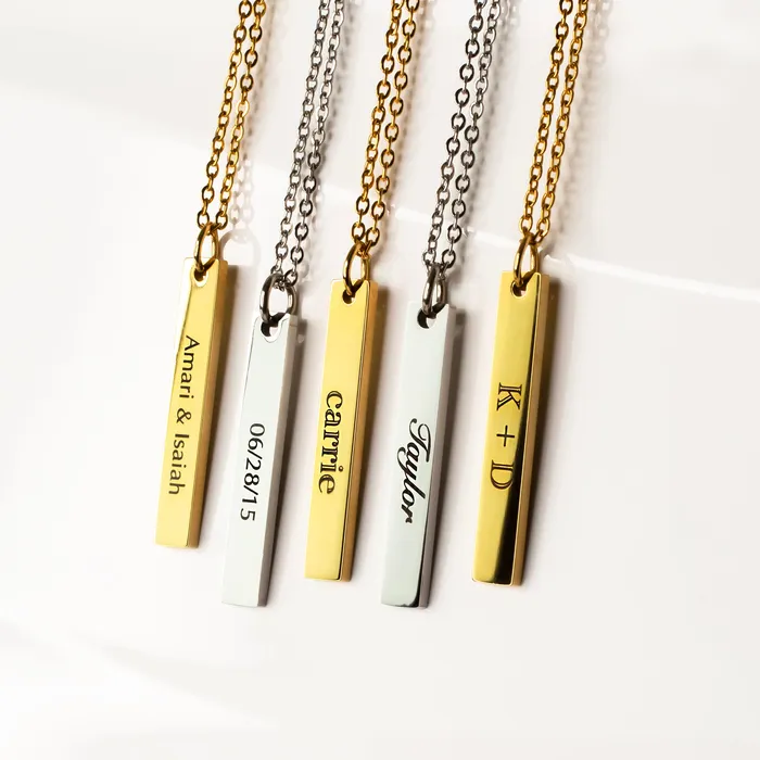 Extra Charm for Luca Engraved Vertical Name Bar Necklace Personalized AddOn Pendant Grayling Necklaces