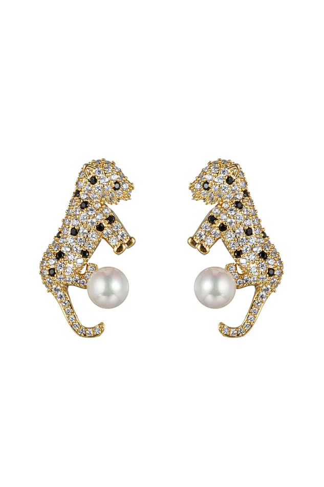 Eye Candy LA Baby Leopard CZ Stud Earrings Earrings