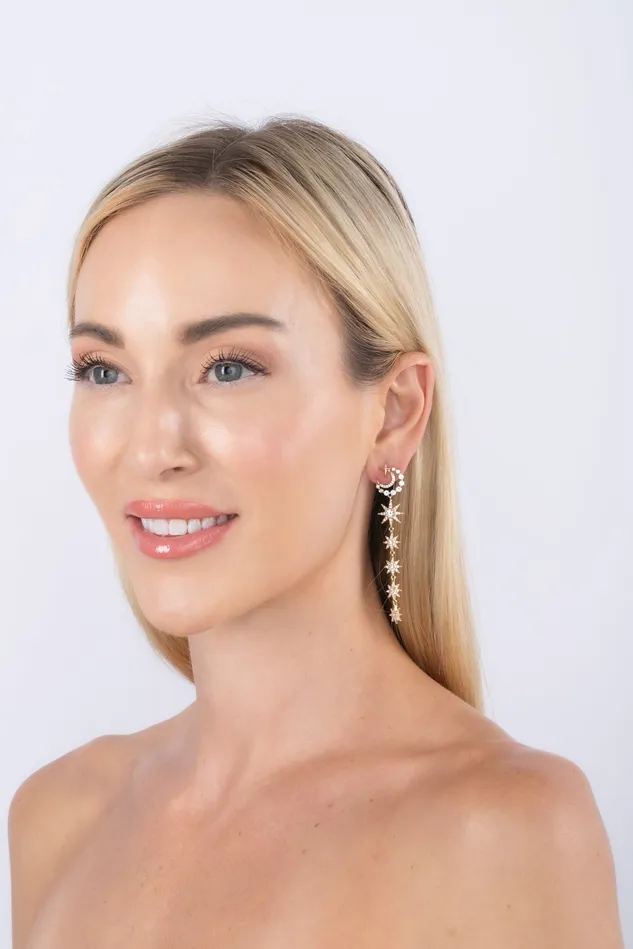 Eye Candy LA Double Moon CZ Star Earrings Earrings