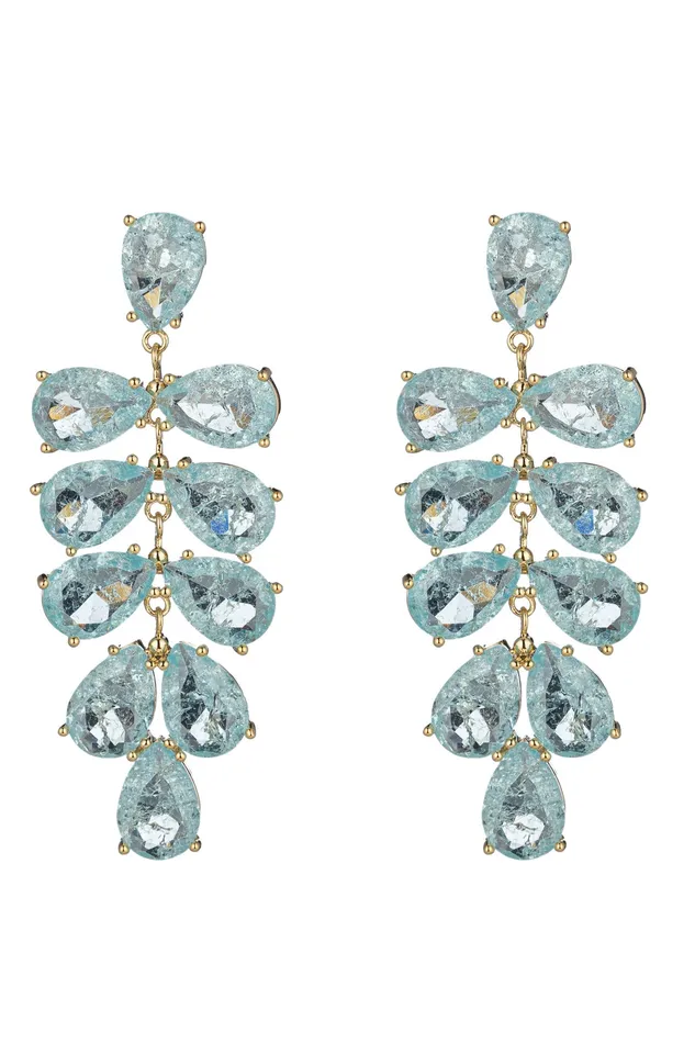 Eye Candy LA Earrings Ambre Green Cubic Zirconia Statement Earrings