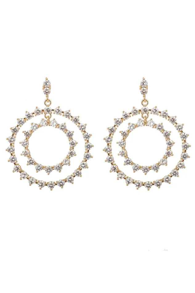 Eye Candy LA Earrings Elanor Double Loop CZ Earring