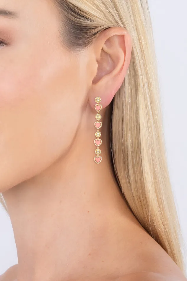Eye Candy LA Earrings Pastel Heart Drop Earrings