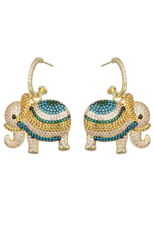 Eye Candy LA Earrings Rainbow Elephant CZ Drop Earrings