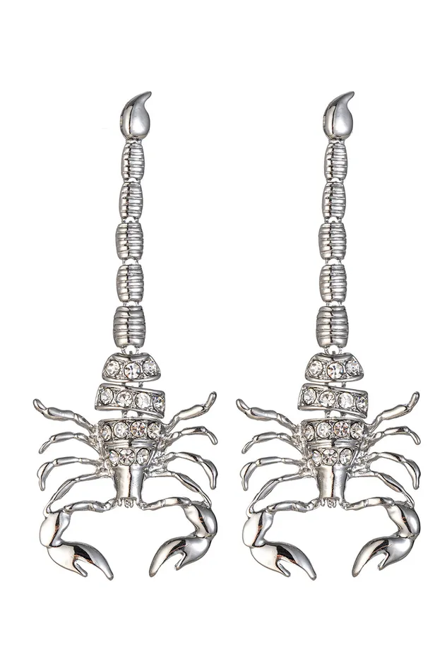 Eye Candy LA Earrings Silver Scorpion Dangle Earrings