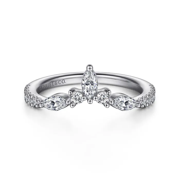Gabriel 14K White Gold 0486ctw Chevron Diamond Band GABRIEL CO Rings