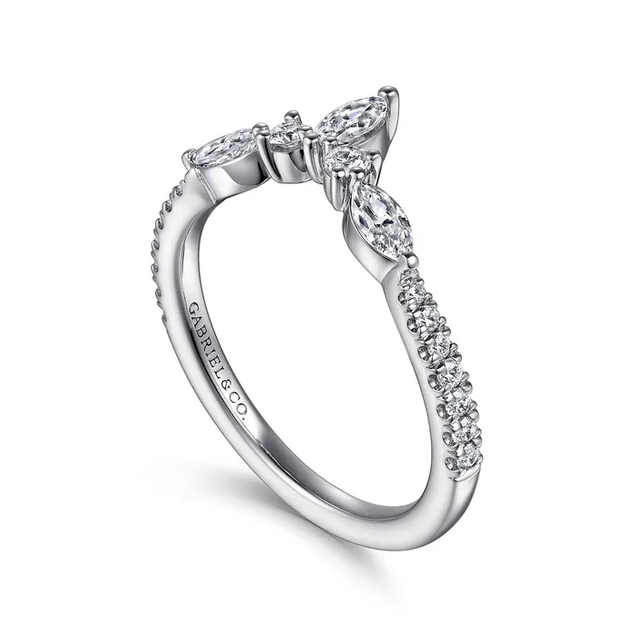 Gabriel 14K White Gold 0486ctw Chevron Diamond Band GABRIEL CO Rings Gabriel 14K White Gold 0486ctw Chevron Diamond Band GABRIEL CO Rings