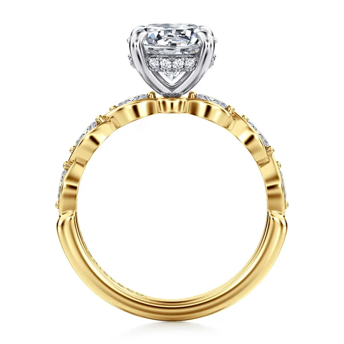 GABRIEL CO Rings Gabriel Contemporary Collection 14K White Yellow Gold 032ctw 4 Prong Style Diamond SemiMount Engagement Ring GABRIEL CO Rings Gabriel Contemporary Collection 14K White Yellow Gold 032ctw 4 Prong Style Diamond SemiMount Engagement Ring