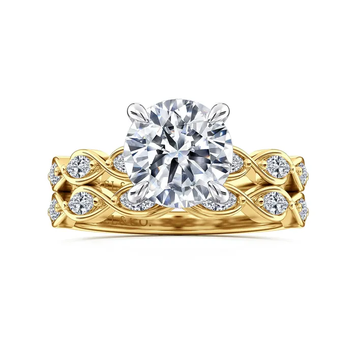 GABRIEL CO Rings Gabriel Contemporary Collection 14K White Yellow Gold 032ctw 4 Prong Style Diamond SemiMount Engagement Ring GABRIEL CO Rings Gabriel Contemporary Collection 14K White Yellow Gold 032ctw 4 Prong Style Diamond SemiMount Engagement Ring