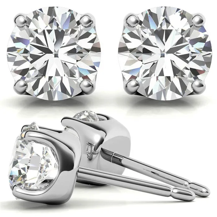 GEMS ONE CORPRATION 14K White Gold 05ctw Diamond Stud Earrings in Four Prong Basket Settings Earrings GEMS ONE CORPRATION 14K White Gold 05ctw Diamond Stud Earrings in Four Prong Basket Settings Earrings