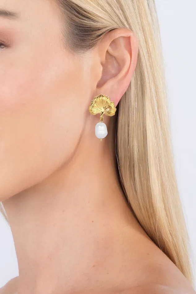 Ginkgo Drop Earrings Eye Candy LA Earrings